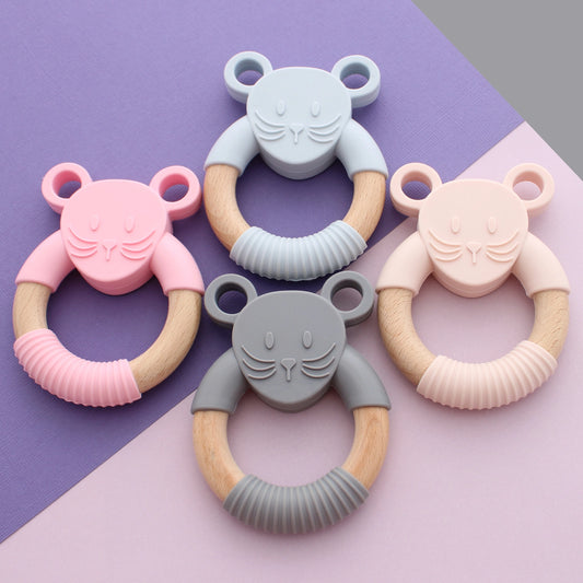 Mouse Silicone and Beech Teether